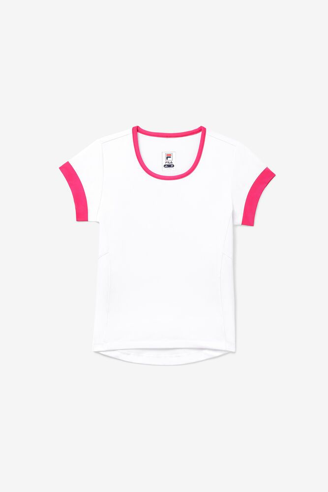 Fila T-Shirt Girls' Core Short Sleeve Top Kids White - India XVS-073219